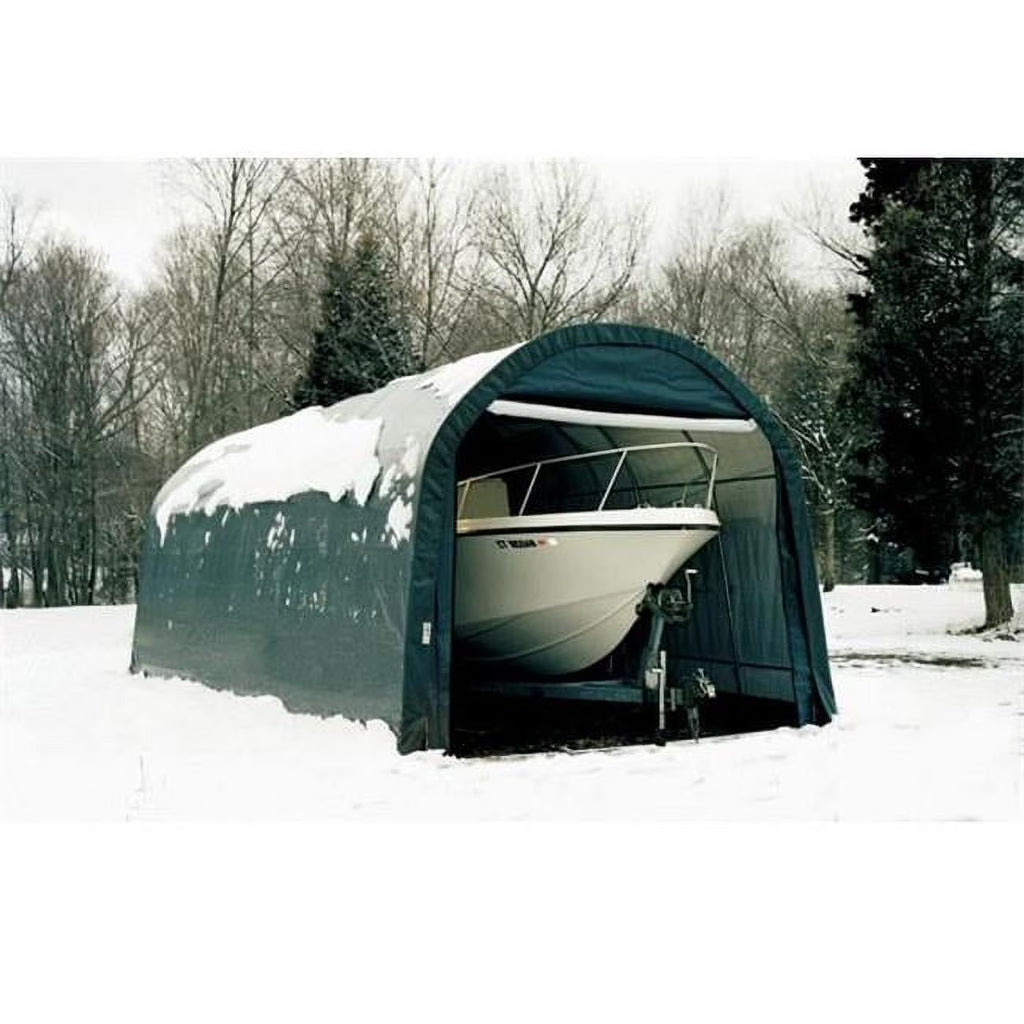 Green 8'x12'x8' Round Style Shelter V2079