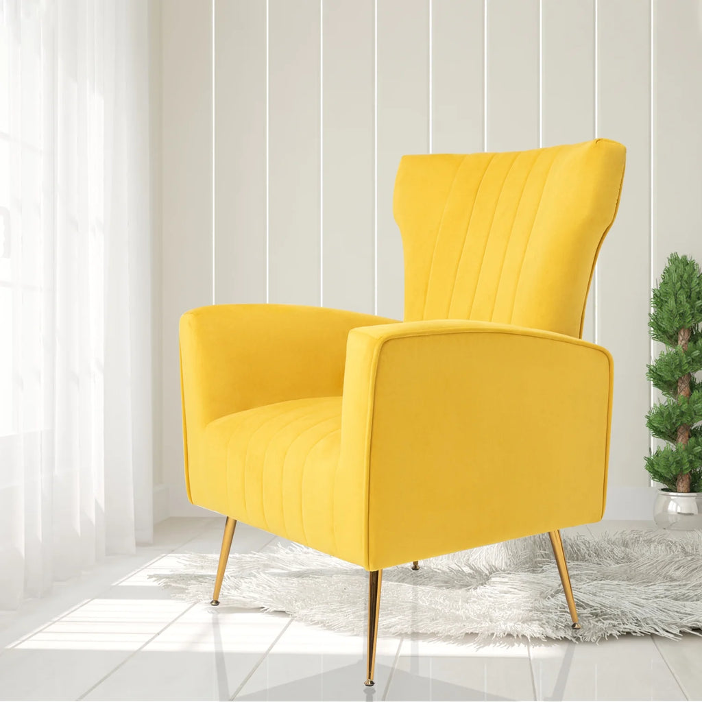 Velvet Wingback Accent Chair with Gold Legs D3295