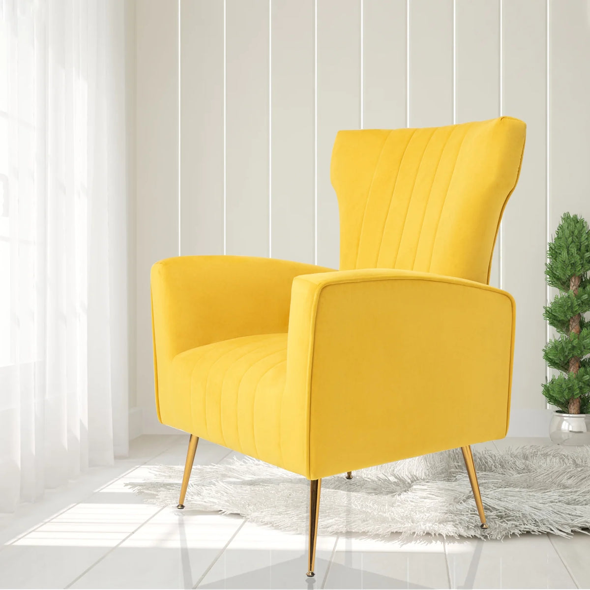 Velvet Wingback Accent Chair with Gold Legs D3295