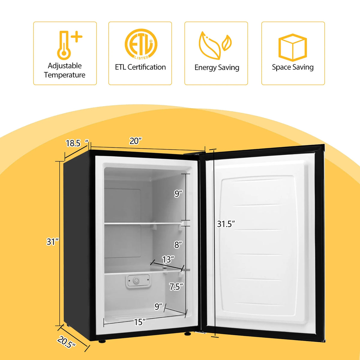 3 cu.ft. Compact Upright Freezer with Stainless Steel Door Q695
