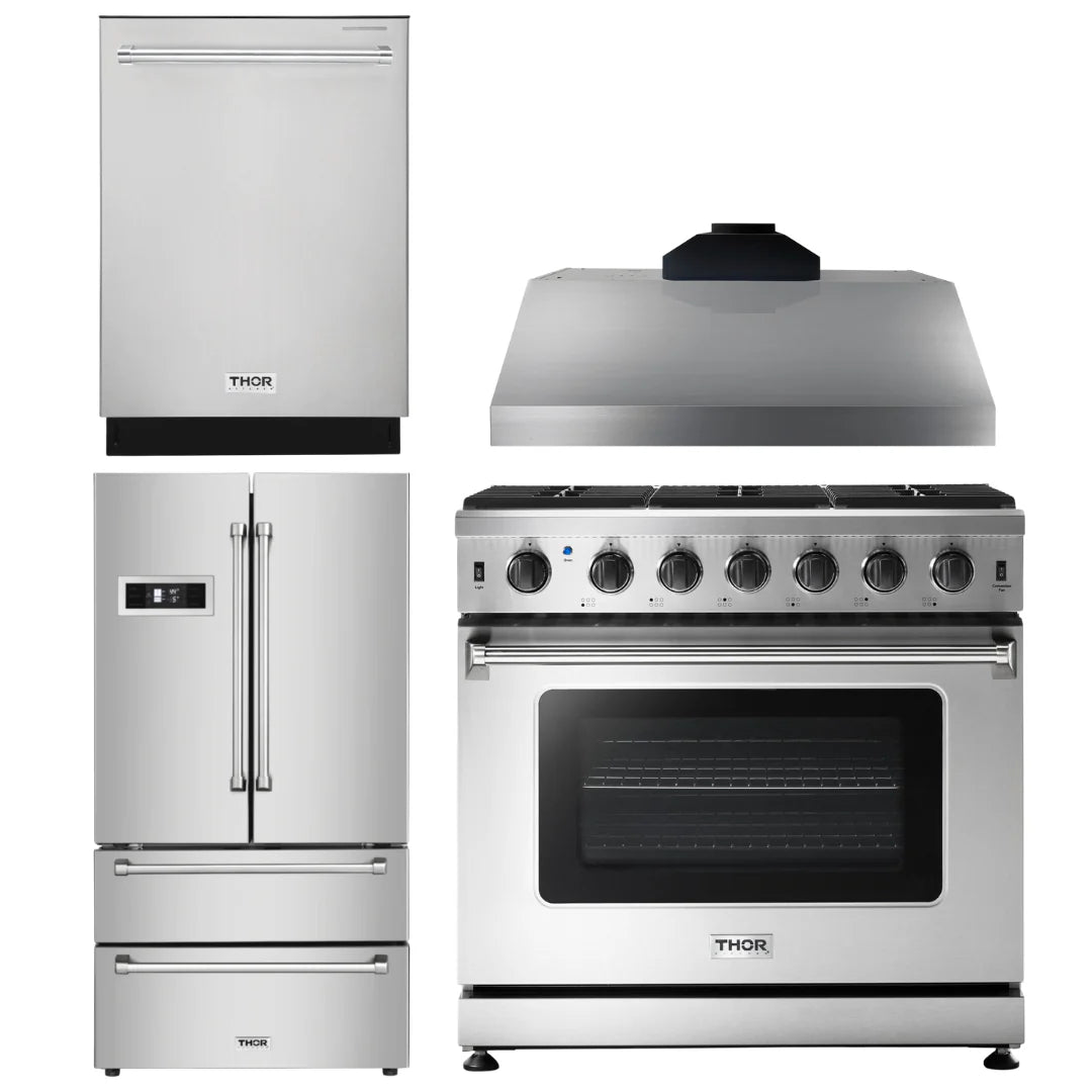 36 Propane Gas Range, Range Hood, Refrigerator, Dishwasher U865809