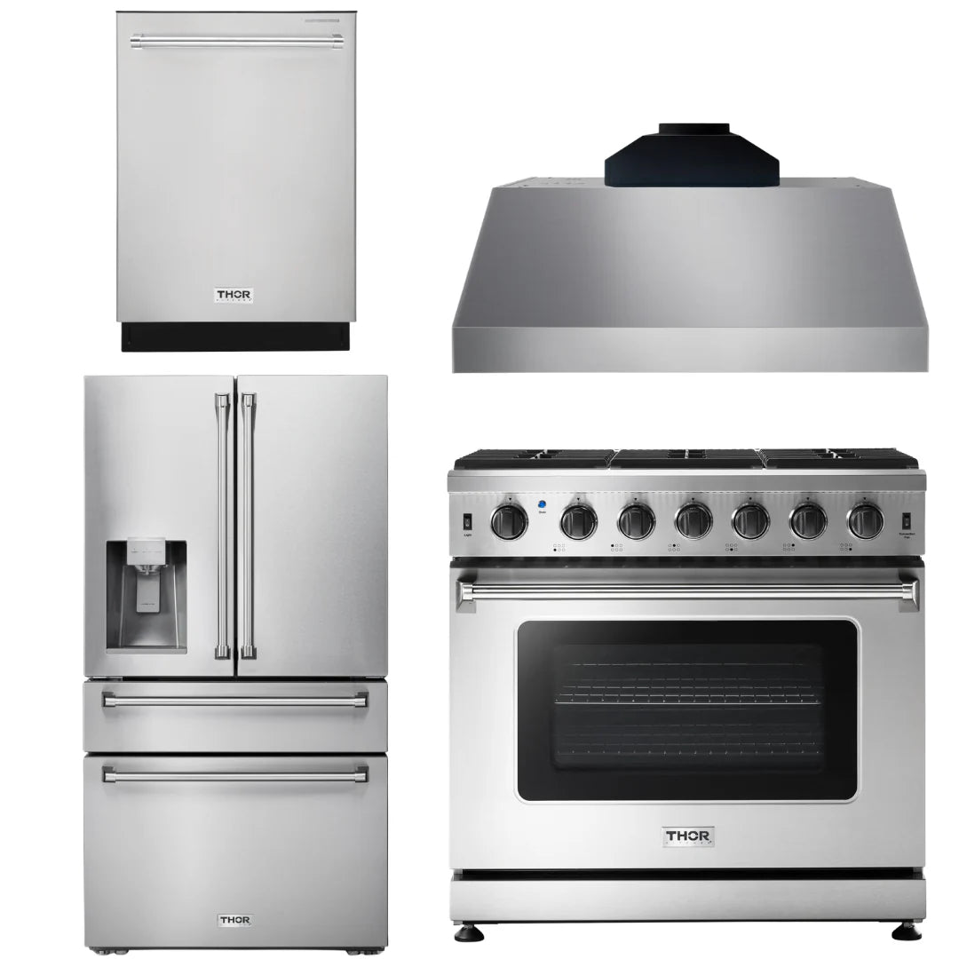36 Propane Gas Range, Range Hood, Refrigerator, Dishwasher C30257