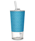 20 oz Blue Glass Tumbler with Straw Z22628