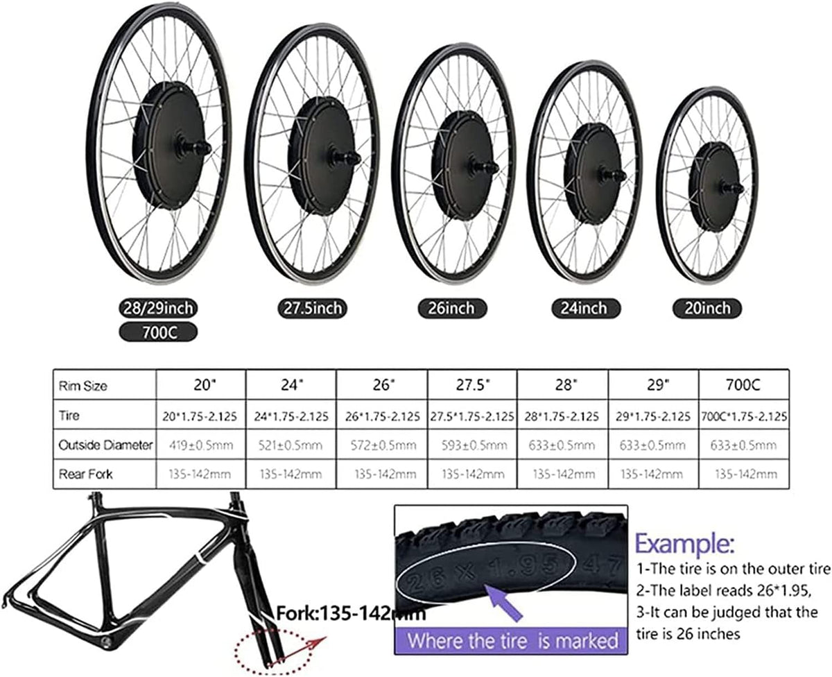 26inch-48V/500W Rear Wheel Electric Bicycle Hub Motor Kit O683065
