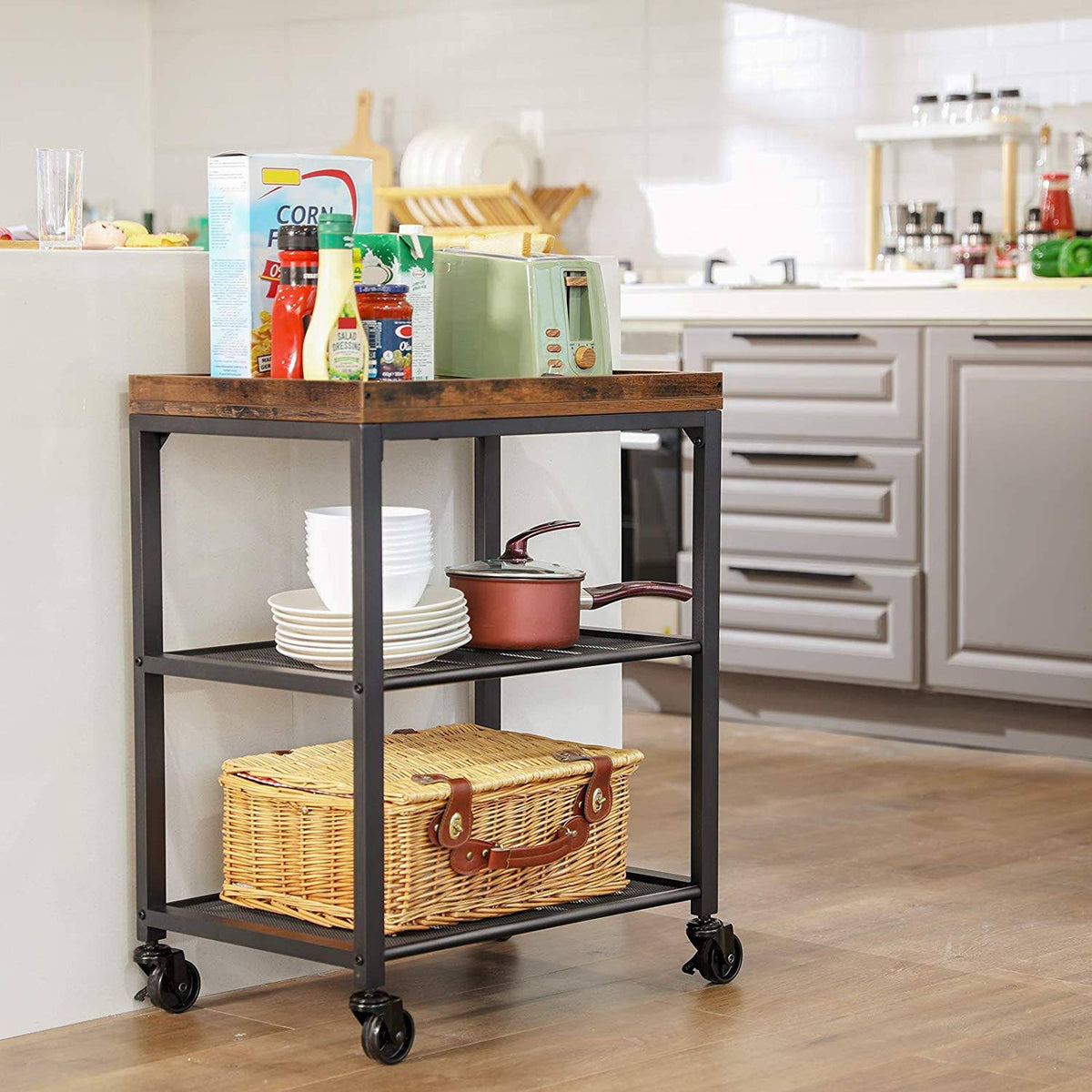Mesh Shelves Kitchen Cart F435