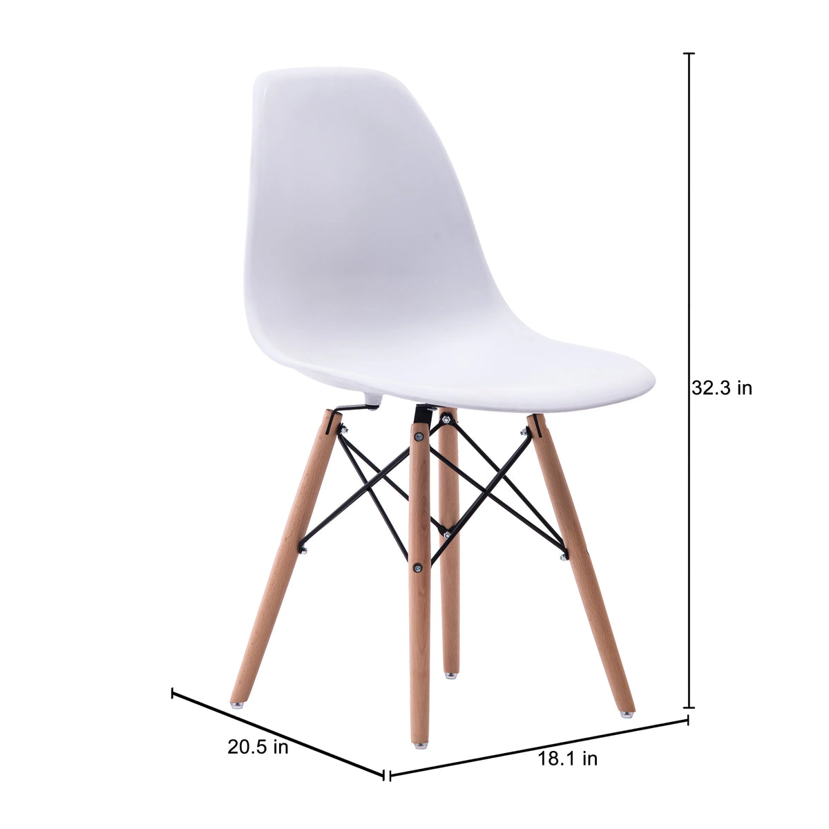 White Dining Chair Set of 2 Beech Wood Legs Q510