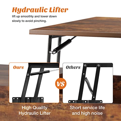 Lift Top Coffee Table with Storage Shelf and Hidden Compartment V94587