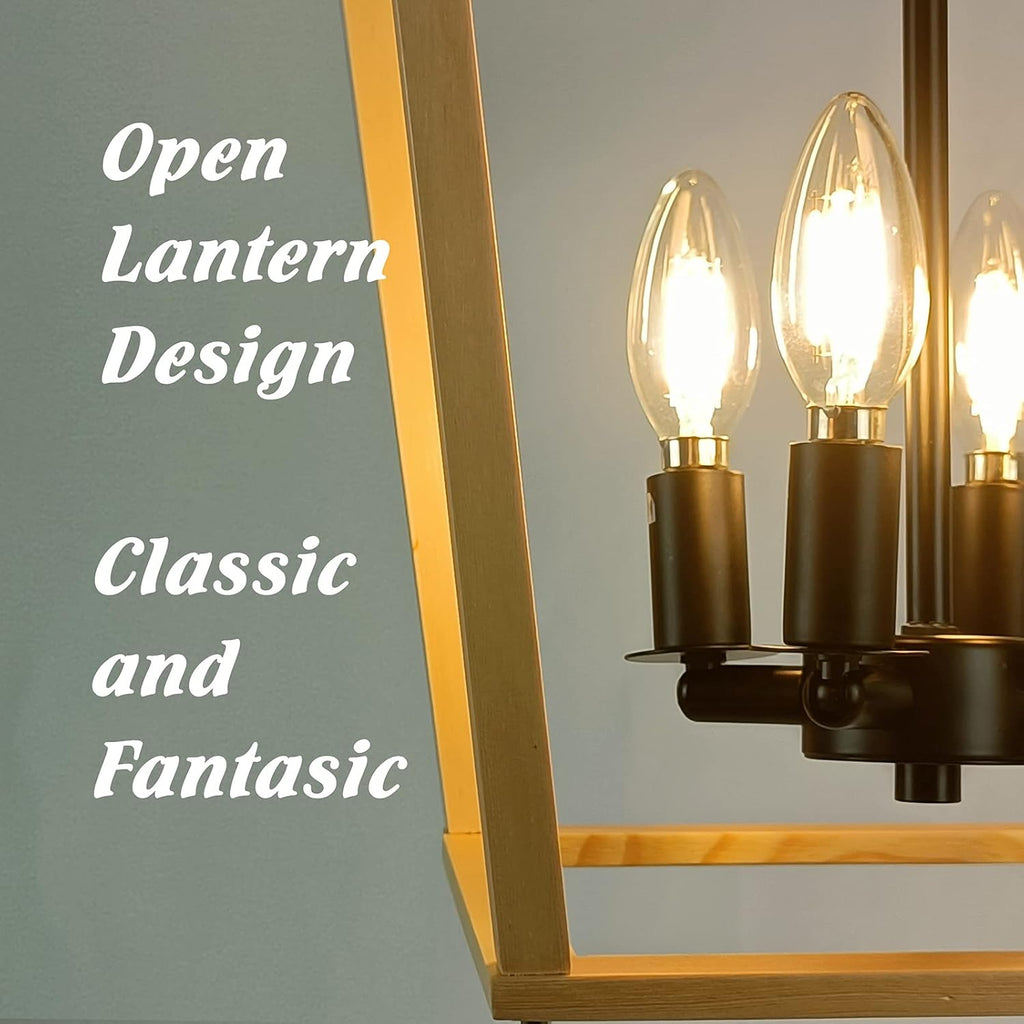 Wooden Lantern Pendant Lighting Ceiling Light Fixture M469
