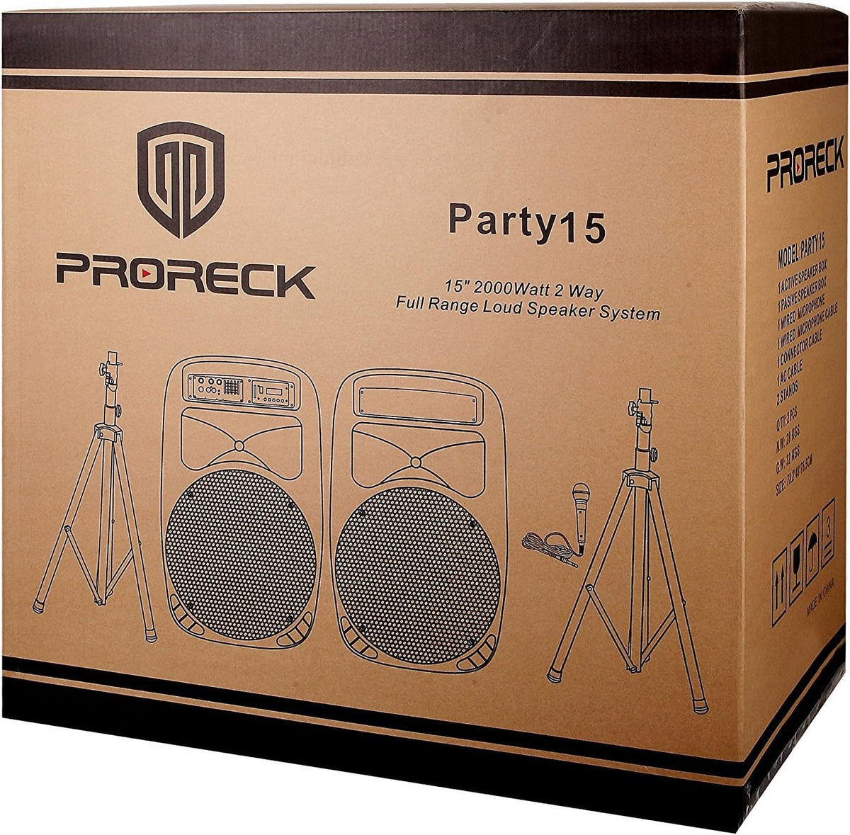 Portable 15-Inch 2000 Watt 2-Way Powered PA Speaker System F183345