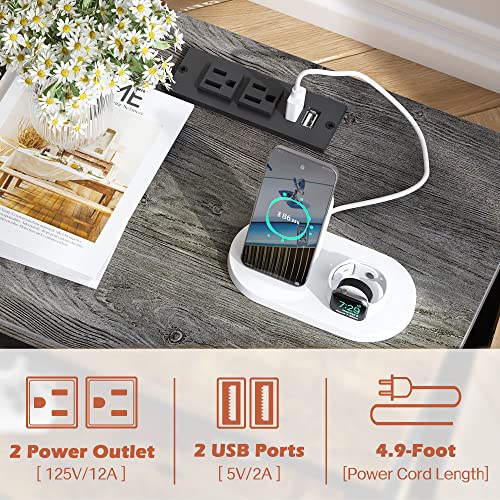 Rustic Brown and Black Nightstand with Charging Station Z808806