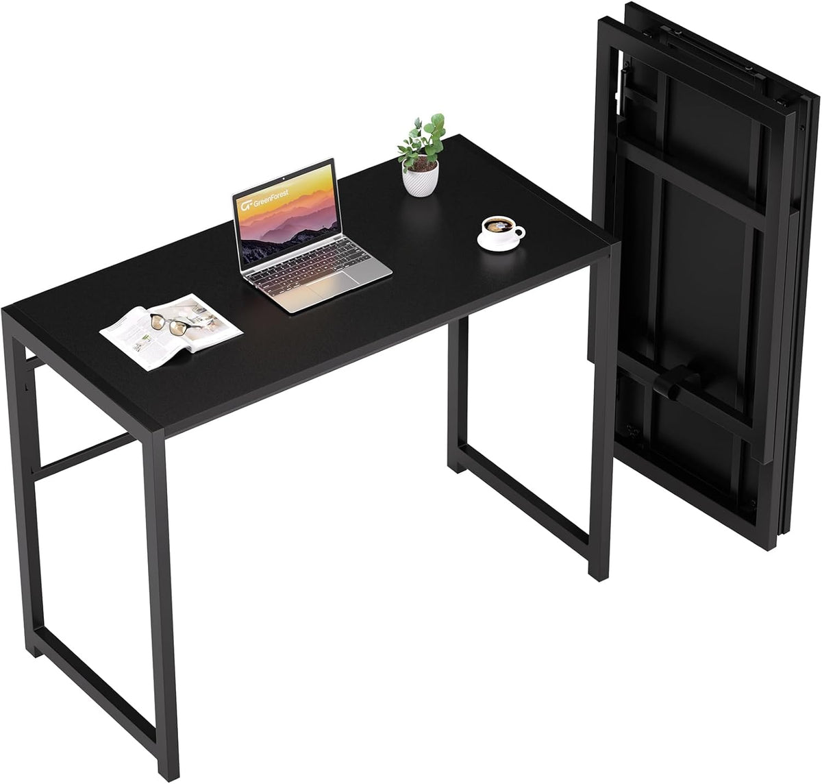 Black Folding Desk with Monitor Stand Z533