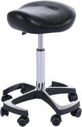 Hydraulic Saddle Stool with Wheels Height Adjustable Rolling Swivel Chair in Camel Y894