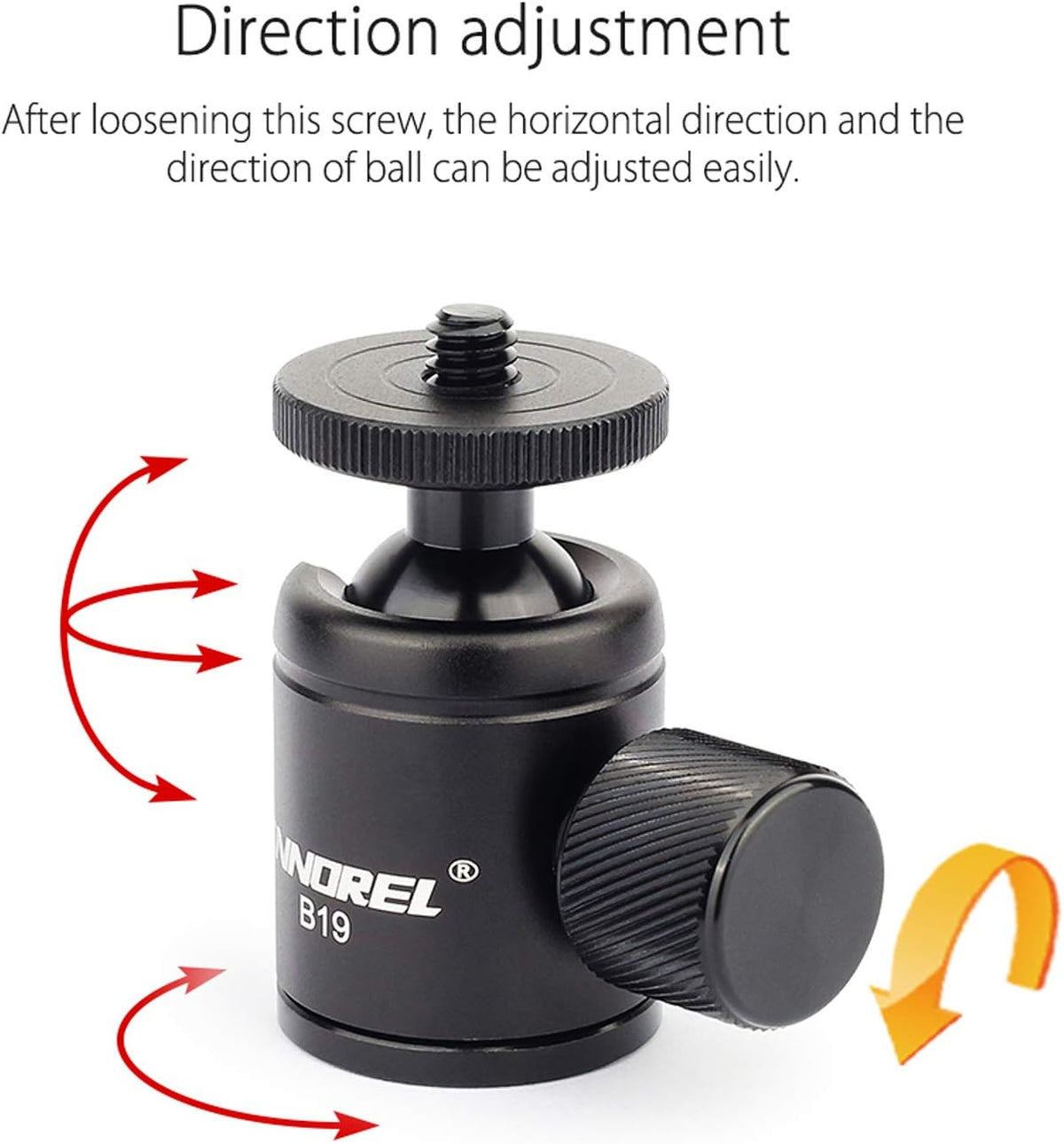 Mini Tripod Ball Head Metal Ballhead 360° Pan 90° Tilt with 3/8 to 1/4 Adapter CNC Ballheads, Max Load 6.61 lb C34383