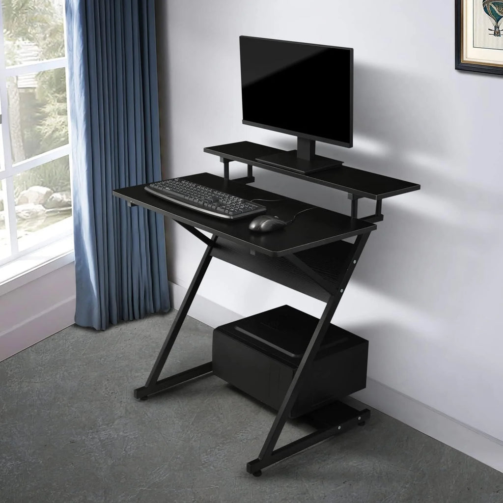 Black 3 Tier Z-Shape Computer Desk T722510