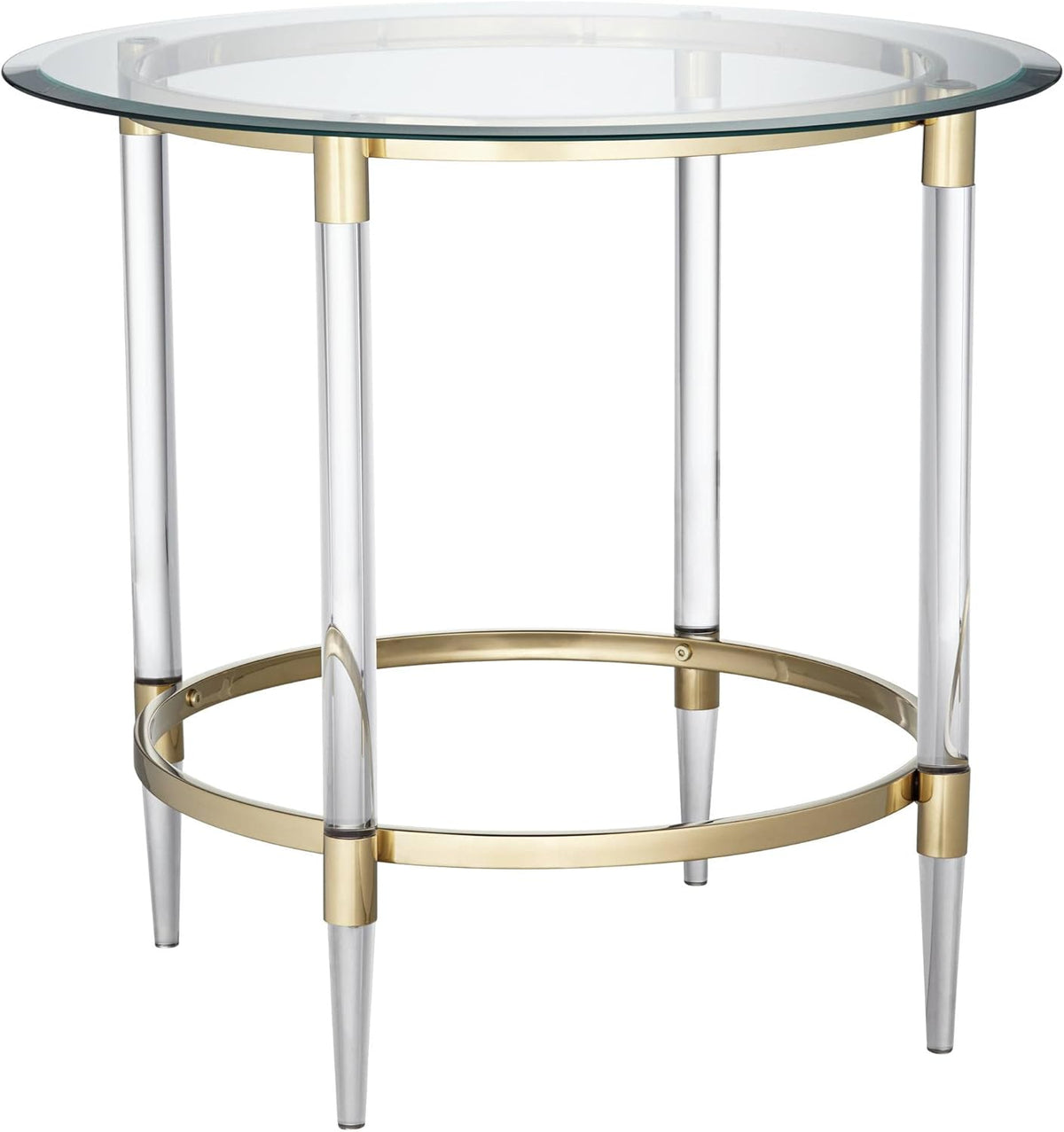 Clear Glass Round Side Table with Gold Rings B809