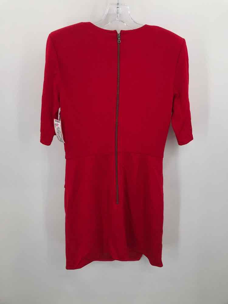 Red Size 8 Knee Length Short Sleeve Dress K1879