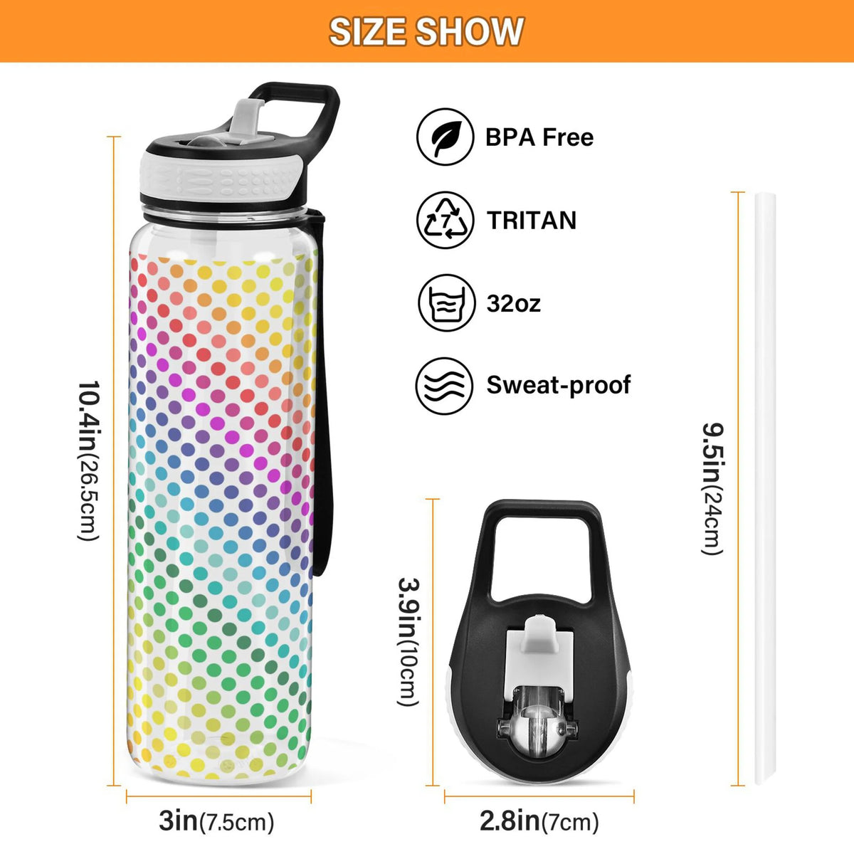 32oz Tritan Sports Water Bottle with Straw D696