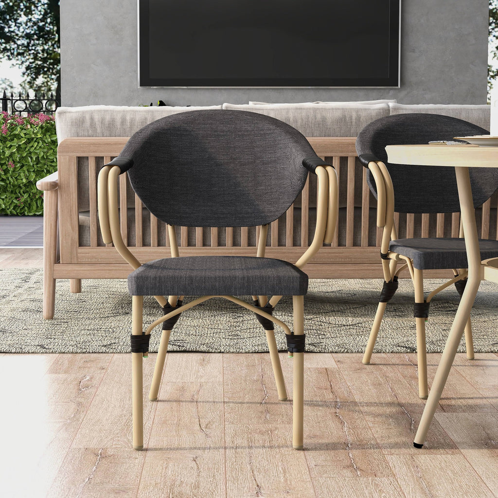 Natural Tone Patio Side Chairs Set of 2 H954