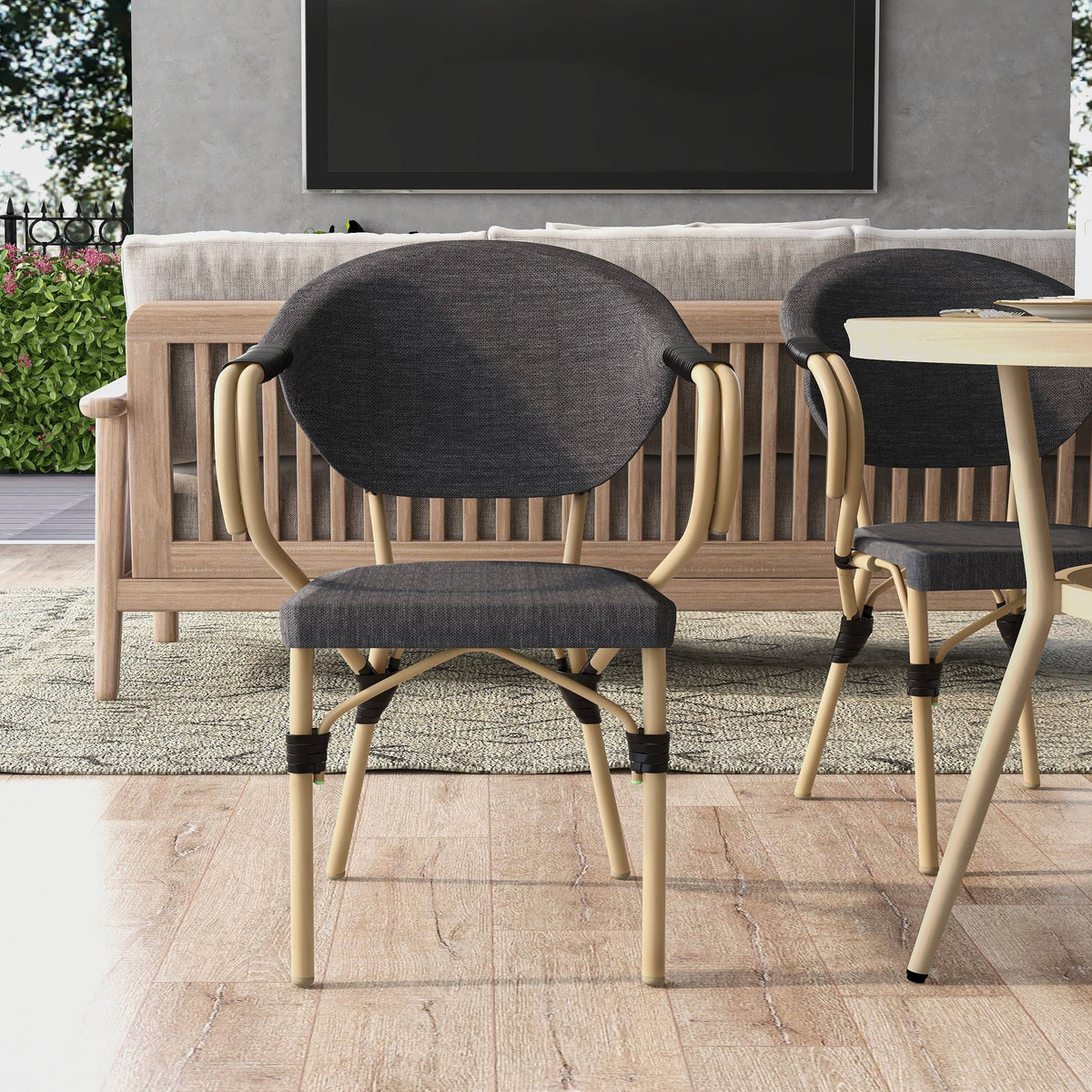 Natural Tone Patio Side Chairs Set of 2 H954