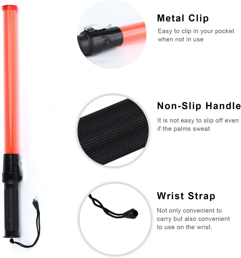 10 Pieces 21-inch Traffic Control Wand with 2 Flashing Modes D664