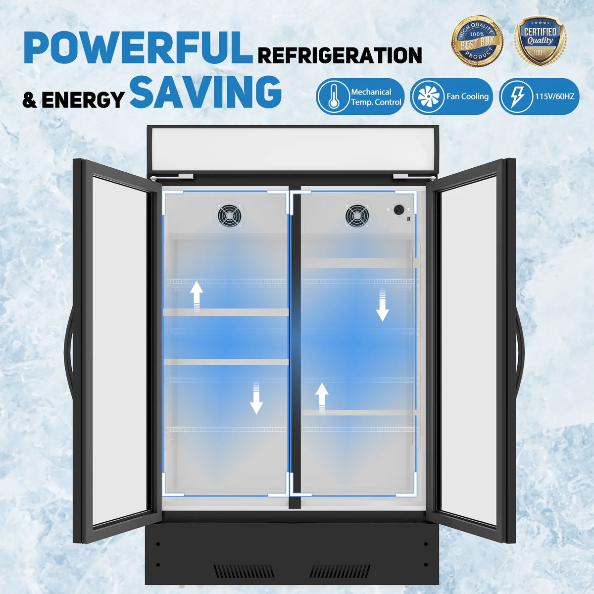 38" Glass Door Upright Beverage Refrigerator W8049