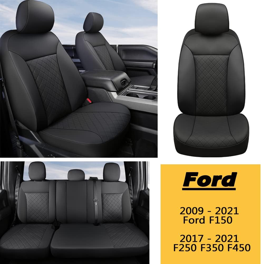 Custom Fit Car Seat Covers Full Set Black Blue S24416