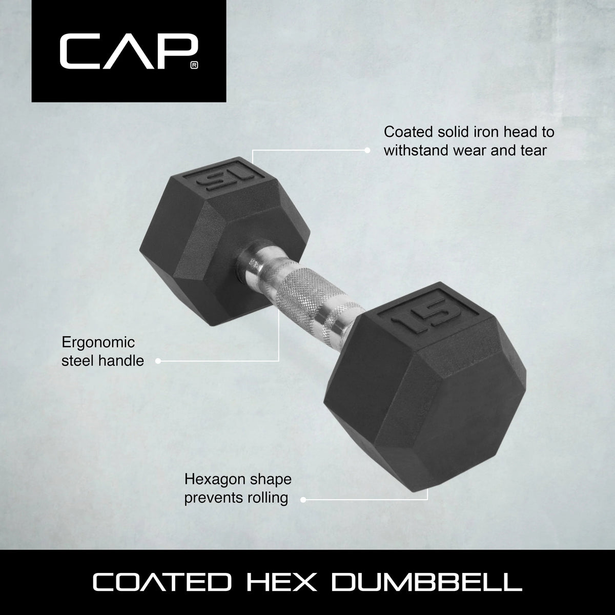10lb Coated Rubber Hex Dumbbell Pair W1240