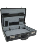 Expandable Leather Attache Briefcase Combination Locks Hard Case K70055