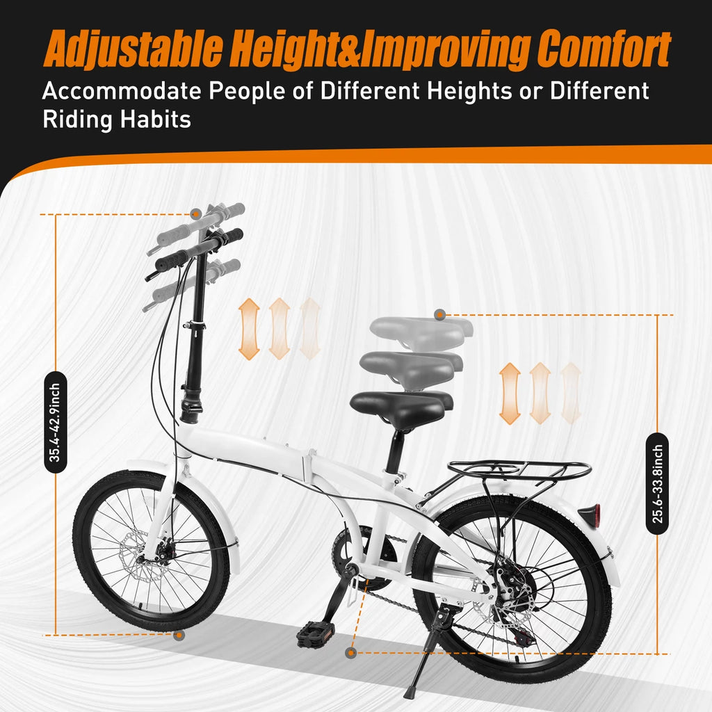 20-inch Wheels 7 Speed Folding Bike High Carbon Steel Bicycle Z3925