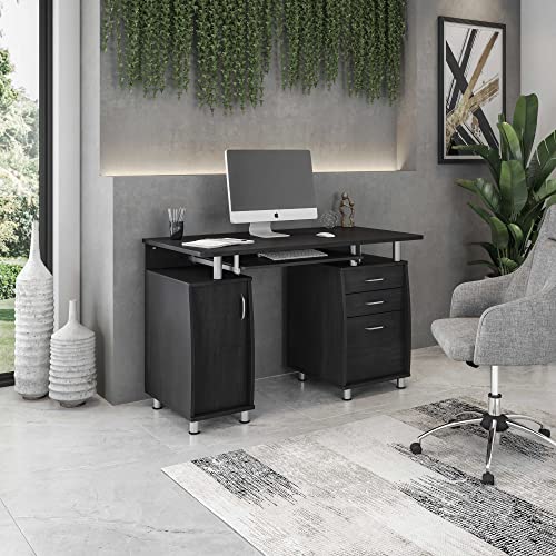 Espresso Writing Desk with Drawers & File Cabinet N32713