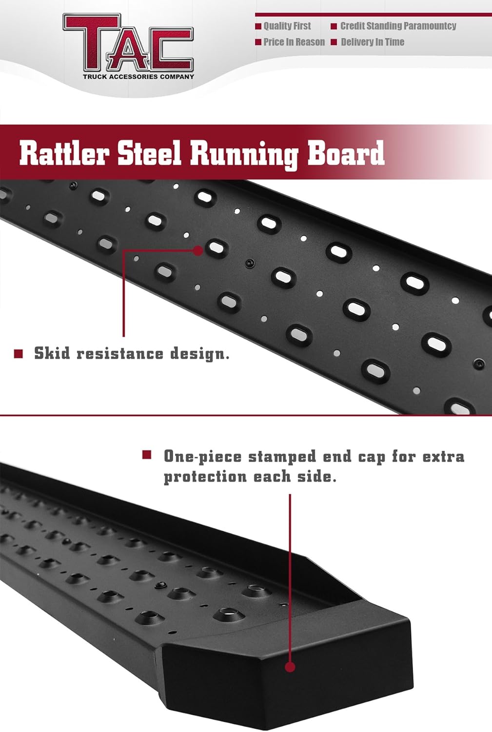 6.5" Steel Running Boards for RAM Promaster Van, Black Side Step Bars (2 Pieces) M625