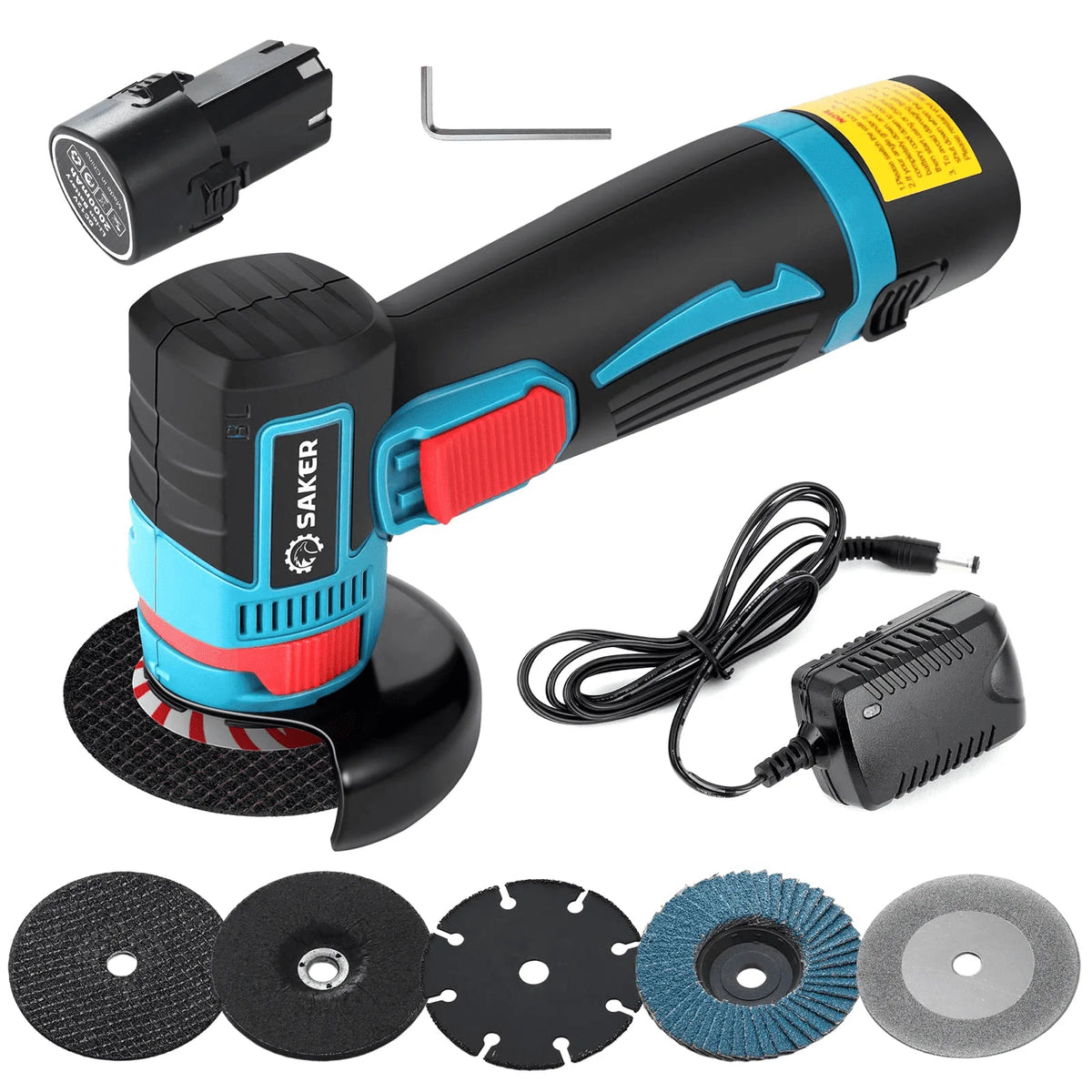 Cordless Angle Grinder 12V 16800 RPM Power Tool with 5 PCS Disc Y164