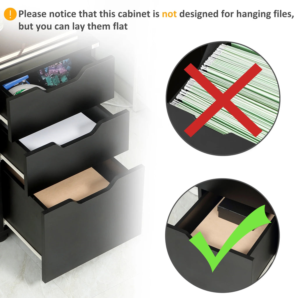 3 Drawer Black Mobile File Cabinet L441266