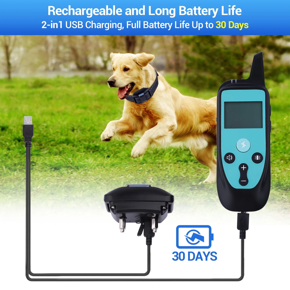 Rechargeable Waterproof Dog Training Collar with Remote X54106