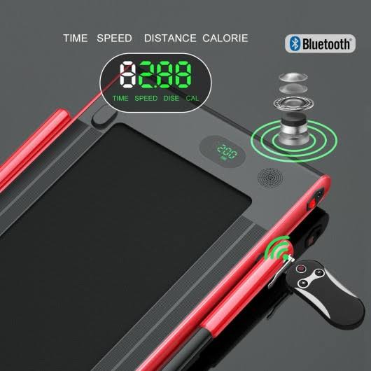 2-in-1 Folding Treadmill with Bluetooth Speaker LED Display Red D3845