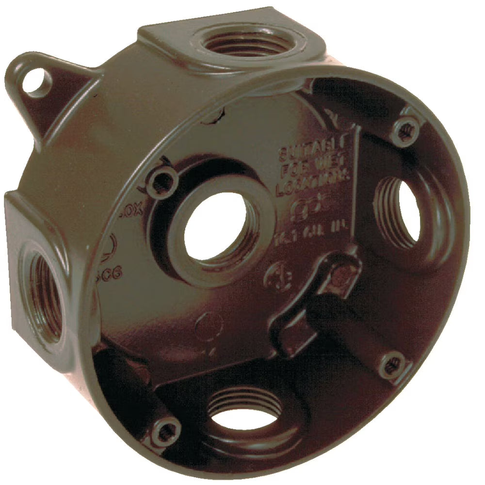Bell 4 In. 5-Outlet 1/2 In. Bronze Weatherproof Outdoor Round Box V9698