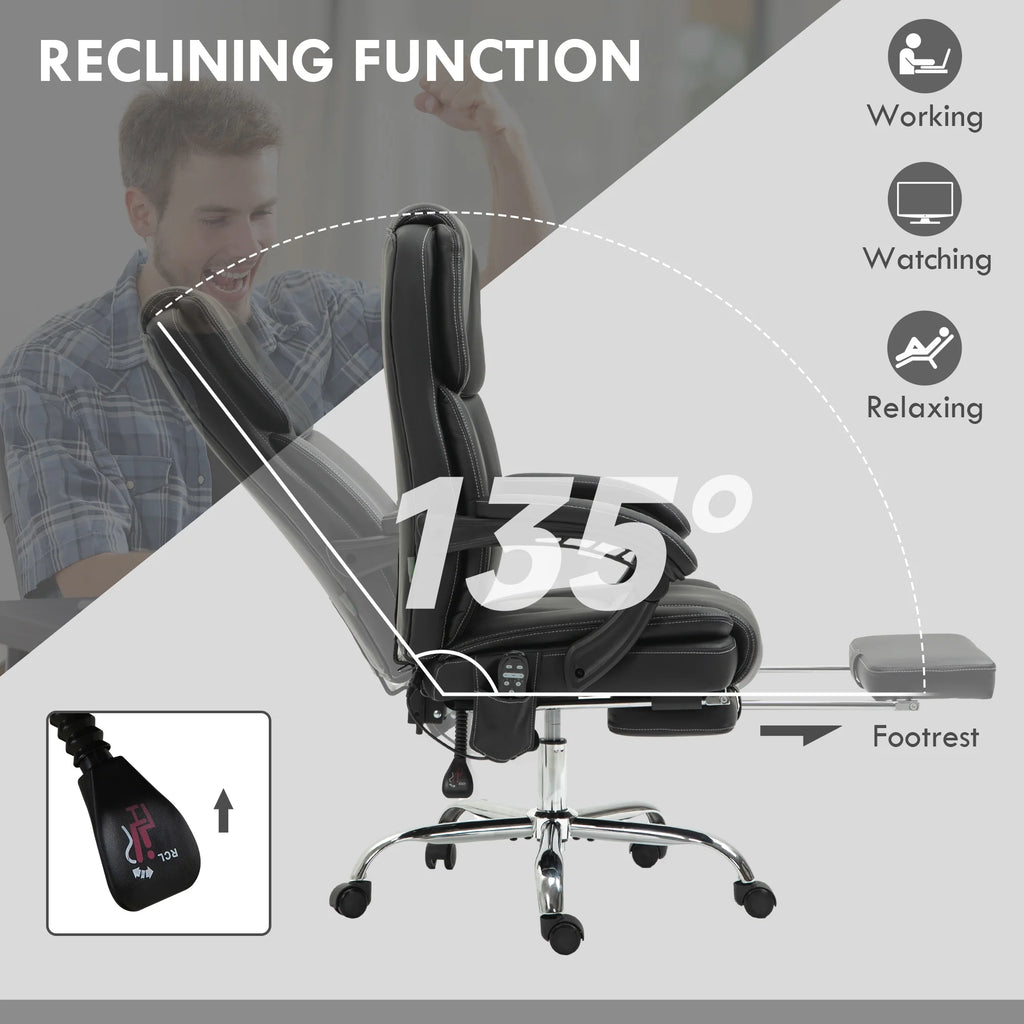 Black PU Leather Massage Office Chair with Heat J9842
