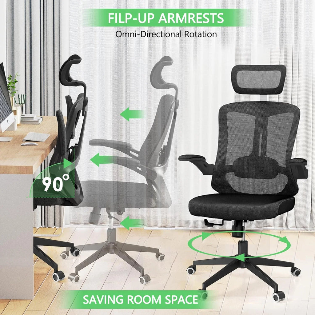 Khaki Ergonomic Mesh Computer Chair with Lumbar Support Y7200