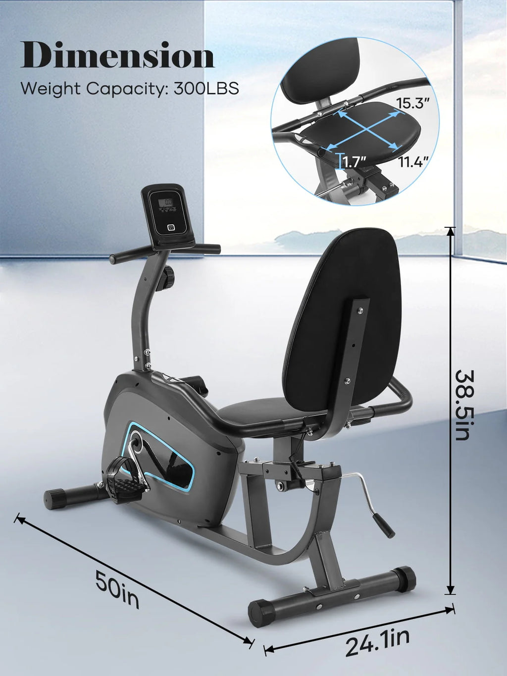 Indoor Recumbent Exercise Bike with Adjustable Seat D7025