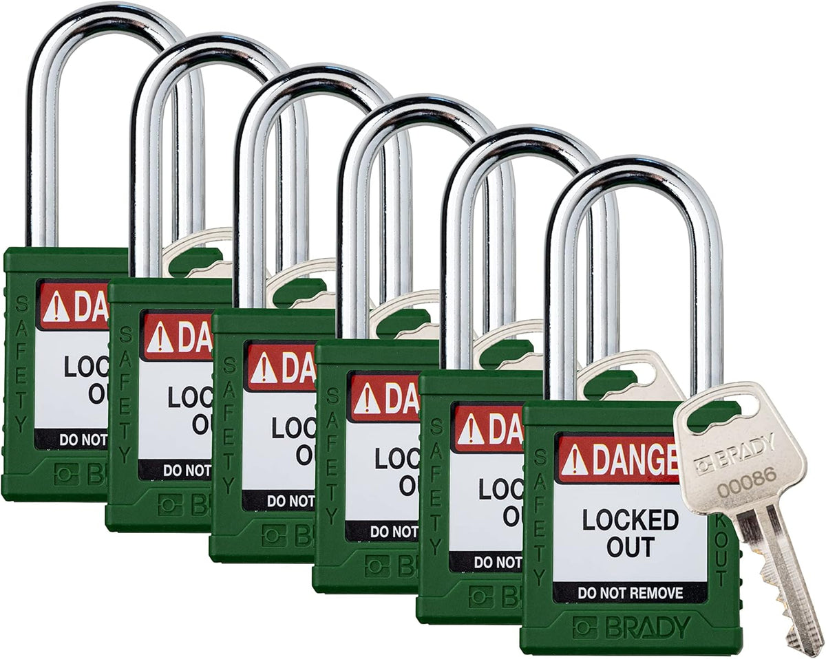 6 Pack Orange Keyed Different Safety Lockout Padlocks K358