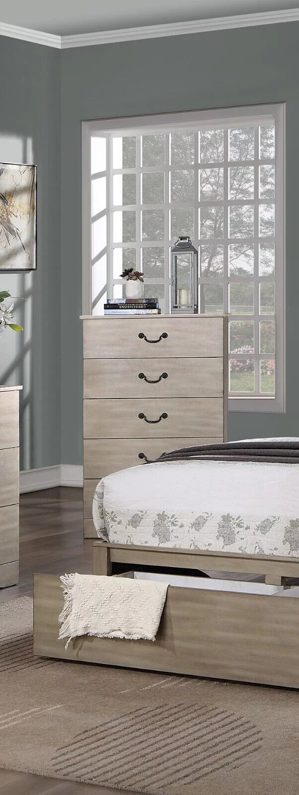 Cal King Size 6pc Bedroom Set with Dresser Mirror Nightstands Chest N53071