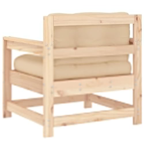 2 pcs Solid Wood Pine Patio Chairs with Cushions C6847