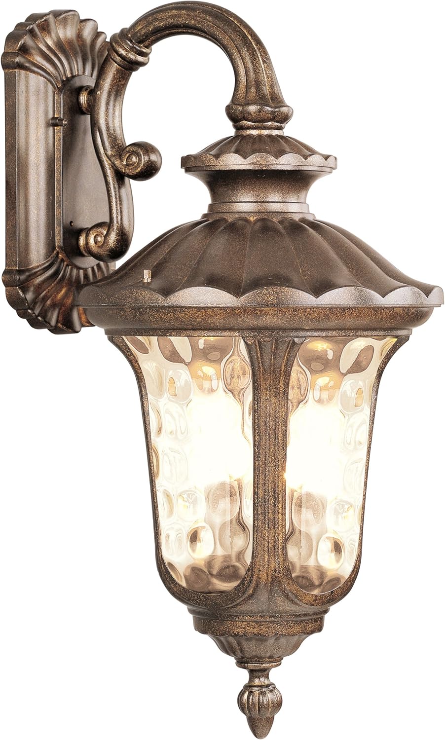 Outdoor Wall Lantern with Amber Water Glass Shades P787
