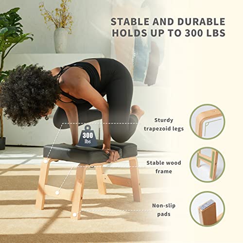 Black Yoga Headstand Bench with Wood and PU Pads F66458