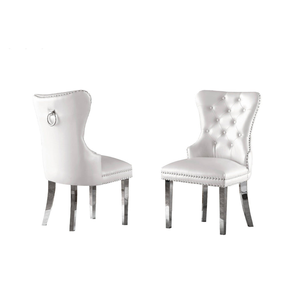 Navy Blue Button Tufted Dining Side Chair Set of 2 B1460