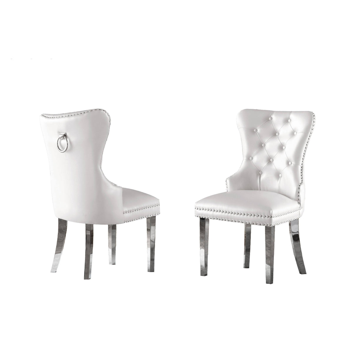 Navy Blue Button Tufted Dining Side Chair Set of 2 B1460