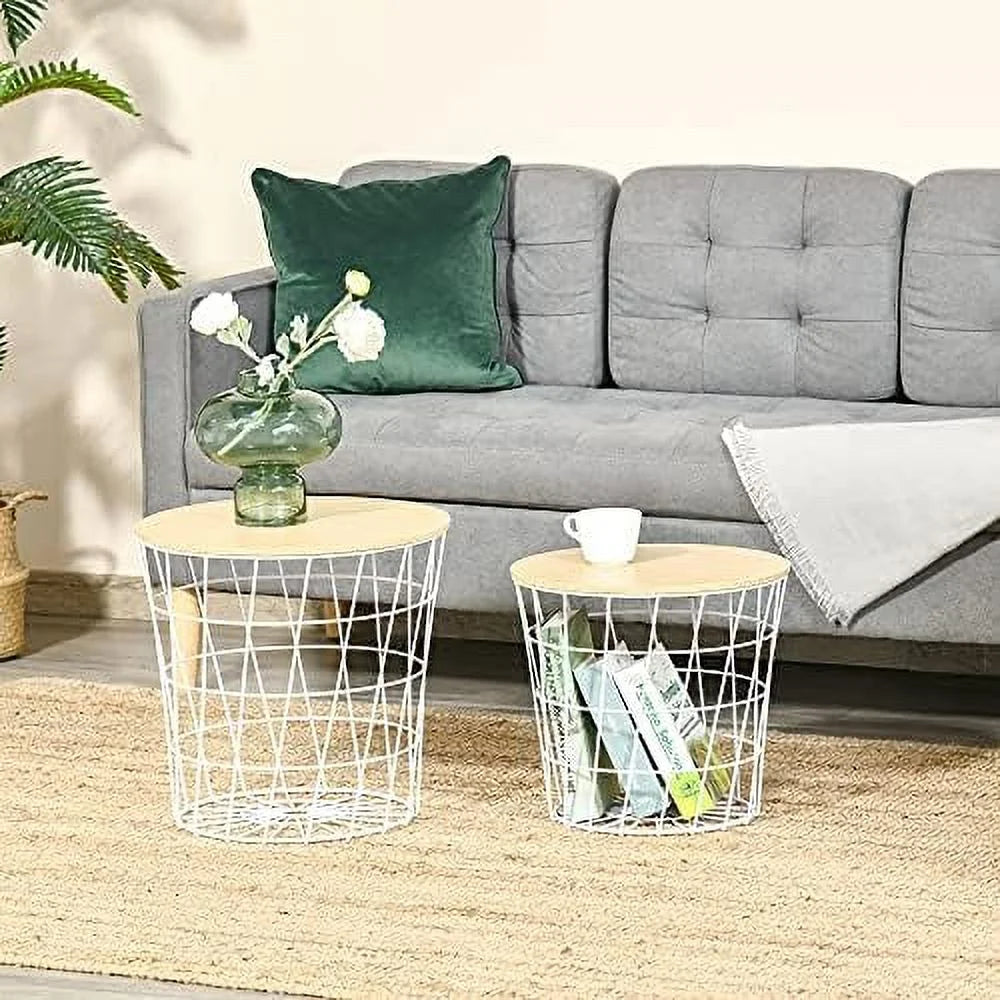 White Nesting End Tables with Removable Top M6752