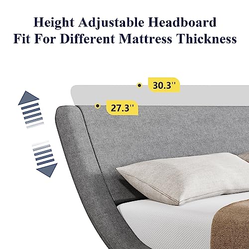 Queen Size Black Upholstered Platform Bed Frame Y8862