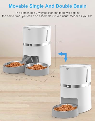 Automatic Cat Feeder with Two-Way Splitter and Double Bowls G505368
