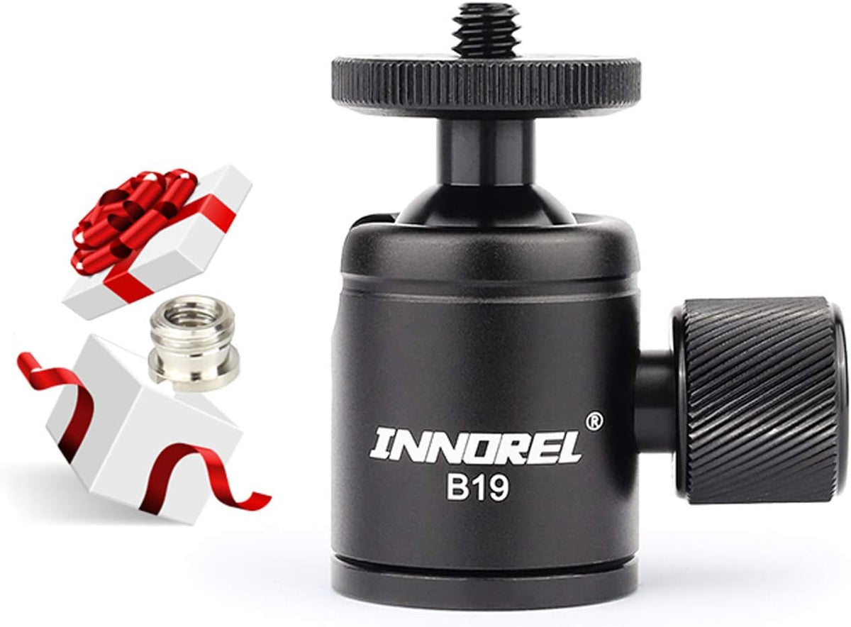 Mini Tripod Ball Head Metal Ballhead 360° Pan 90° Tilt with 3/8 to 1/4 Adapter CNC Ballheads, Max Load 6.61 lb C34383